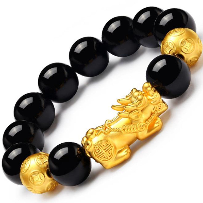 The Silent Mantra: Premium Obsidian & Gold Six-Word Talisman