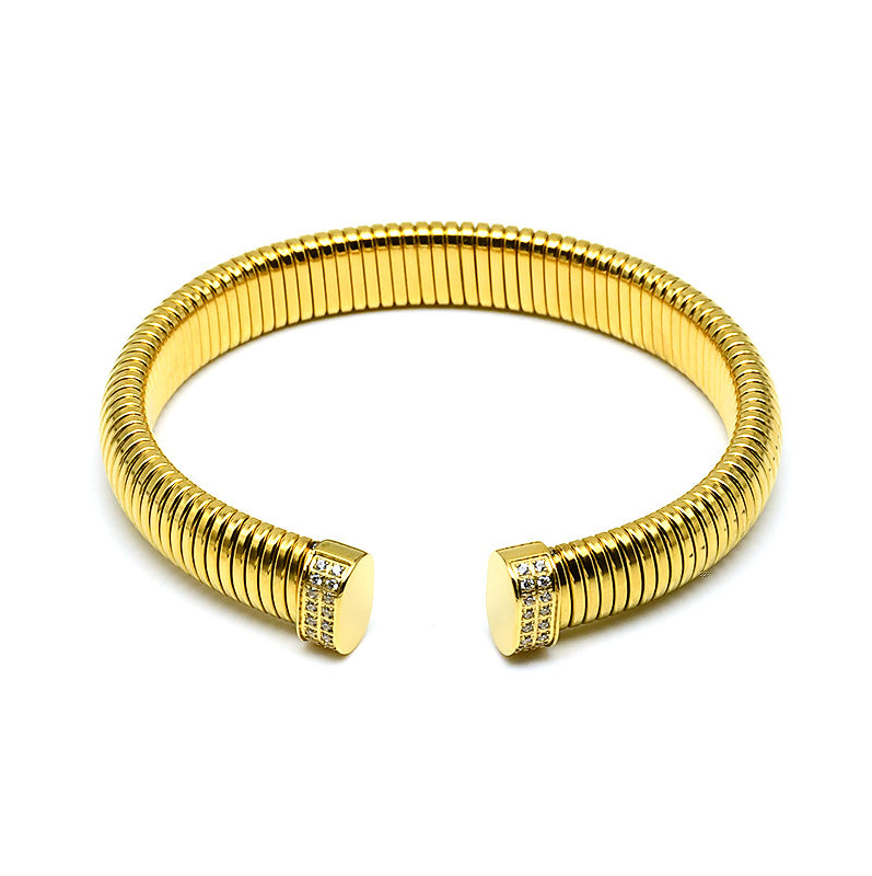 Eternal Coil: Flexible 18k Gold Snake Bone Bracelet