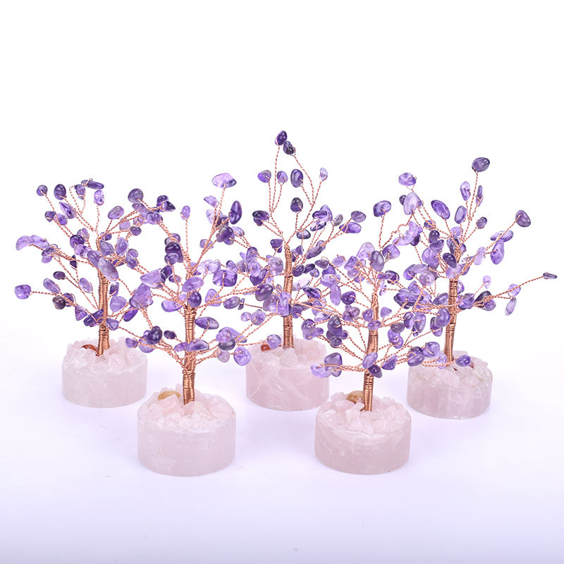 Talismore™ Amethyst Crystal Fortune Tree - Natural Gemstone Feng Shui Tree for Wealth & Good Luck