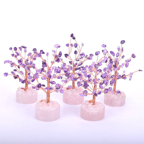 Talismore™ Amethyst Crystal Fortune Tree - Natural Gemstone Feng Shui Tree for Wealth & Good Luck